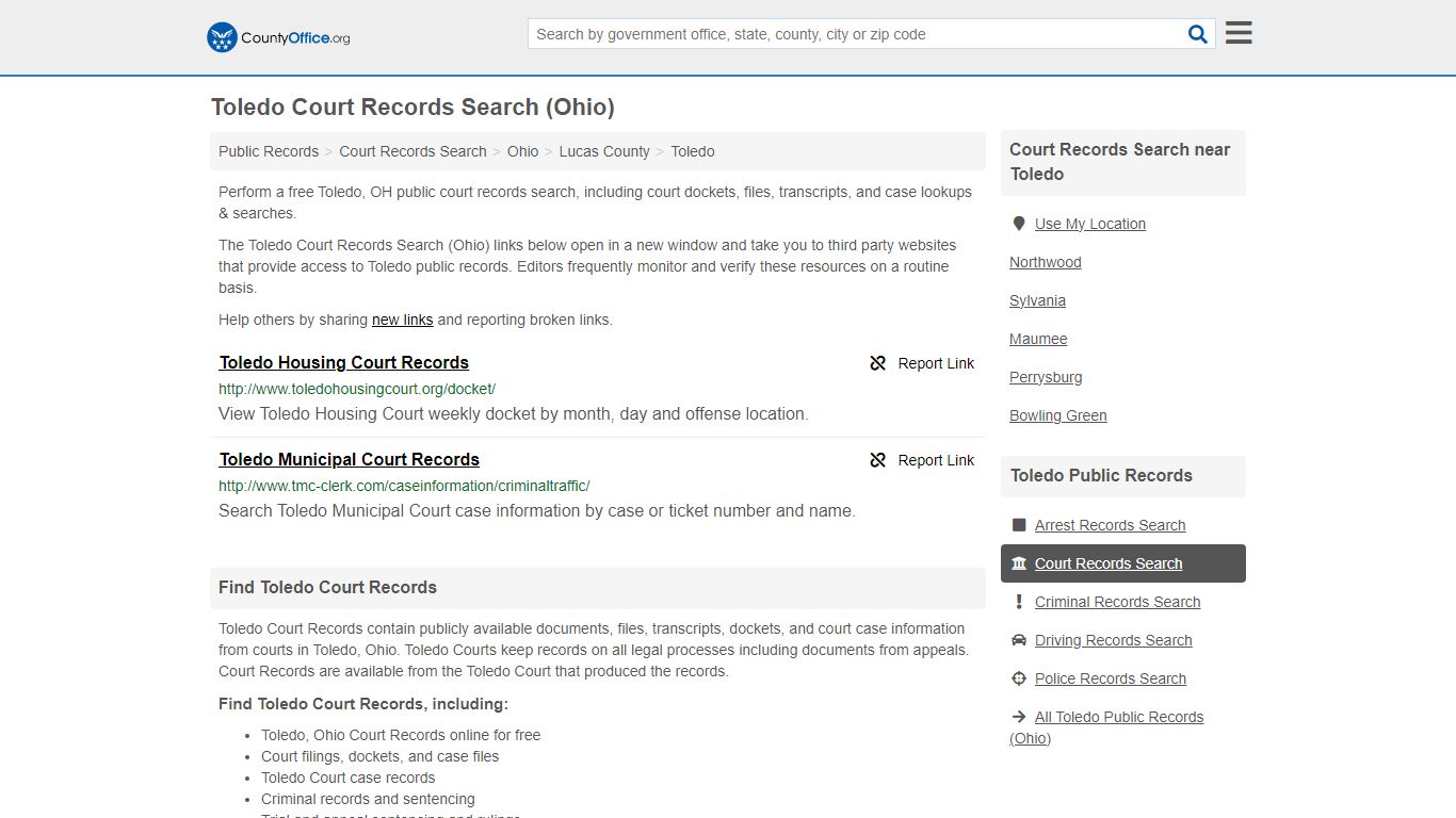Toledo Court Records Search (Ohio) - County Office